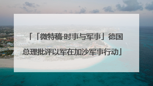 「微特稿·时事与军事」德国总理批评以军在加沙军事行动