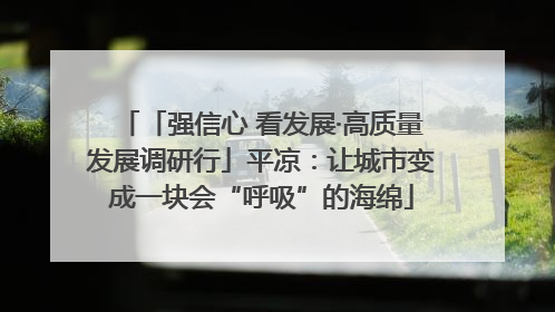「强信心 看发展·高质量发展调研行」平凉：让城市变成一块会“呼吸”的海绵