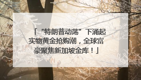 “特朗普动荡”下涌起实物黄金抢购潮，全球富豪聚焦新加坡金库！