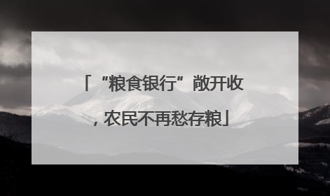 “粮食银行”敞开收，农民不再愁存粮