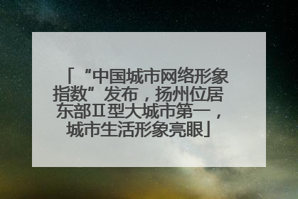 “中国城市网络形象指数”发布，扬州位居东部Ⅱ型大城市第一，城市生活形象亮眼
