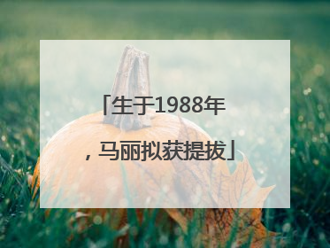 生于1988年，马丽拟获提拔