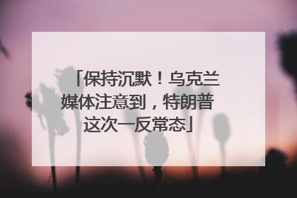 保持沉默！乌克兰媒体注意到，特朗普这次一反常态