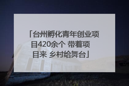台州孵化青年创业项目420余个 带着项目来 乡村给舞台