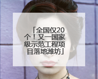 全国仅20个！又一国家级示范工程项目落地潍坊