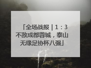 全场战报｜1：3不敌成都蓉城，泰山无缘足协杯八强