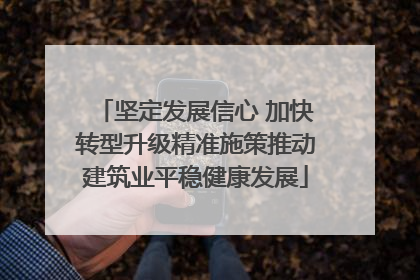 坚定发展信心 加快转型升级精准施策推动建筑业平稳健康发展