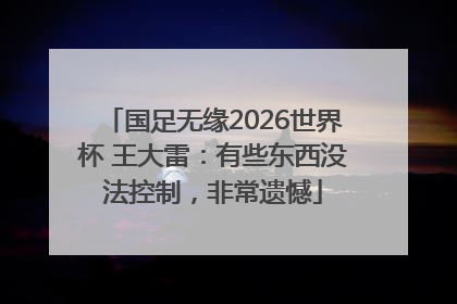 国足无缘2026世界杯 王大雷：有些东西没法控制，非常遗憾