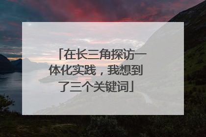 在长三角探访一体化实践，我想到了三个关键词
