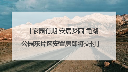 家园有期 安居梦圆 龟湖公园东片区安置房即将交付