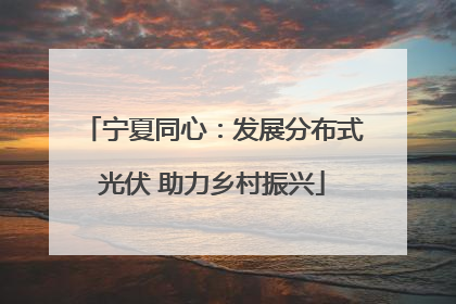 宁夏同心：发展分布式光伏 助力乡村振兴