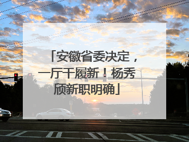 安徽省委决定，一厅干履新！杨秀颀新职明确