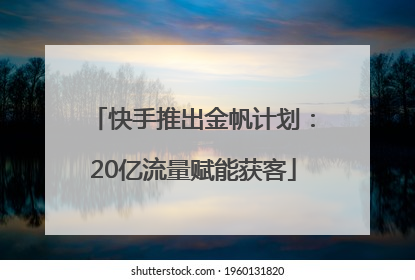 快手推出金帆计划：20亿流量赋能获客