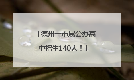 德州一市属公办高中招生140人！