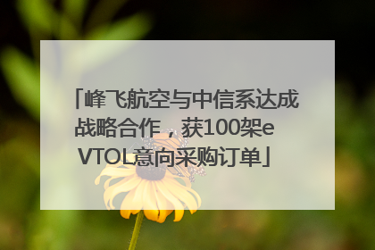 峰飞航空与中信系达成战略合作，获100架eVTOL意向采购订单