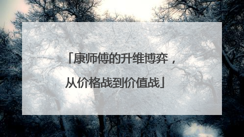 康师傅的升维博弈，从价格战到价值战