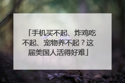 手机买不起、炸鸡吃不起、宠物养不起？这届美国人活得好难