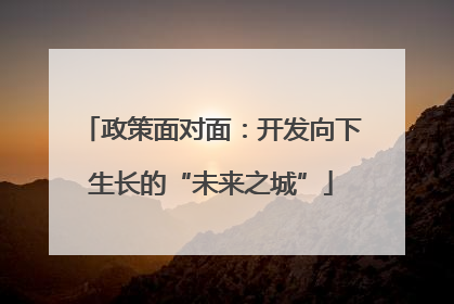 政策面对面：开发向下生长的“未来之城”