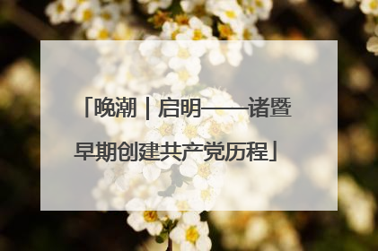 晚潮｜启明——诸暨早期创建共产党历程