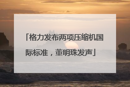 格力发布两项压缩机国际标准，董明珠发声
