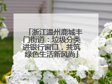 浙江温州鹿城丰门街道：垃圾分类进银行窗口，共筑绿色生活新风尚