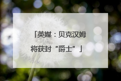 英媒：贝克汉姆将获封“爵士”