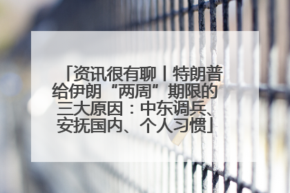 资讯很有聊丨特朗普给伊朗“两周”期限的三大原因：中东调兵、安抚国内、个人习惯