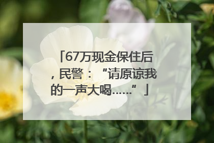 67万现金保住后，民警：“请原谅我的一声大喝……”